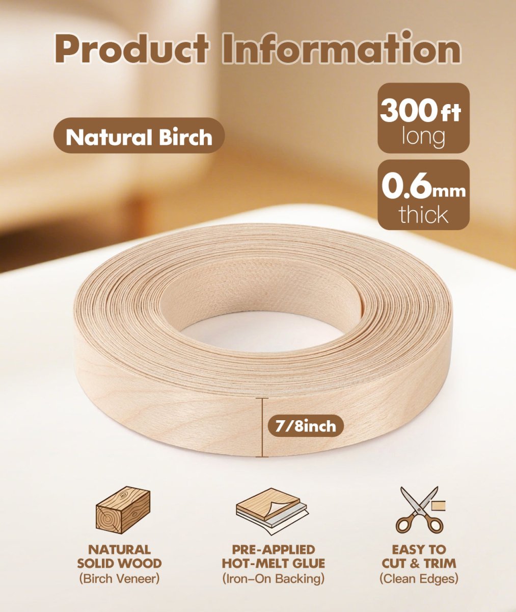Natural Birch Edge Banding – Real Wood Veneer for MDF & Plywood (CT11001V) - CT Edge Band Supply, Inc