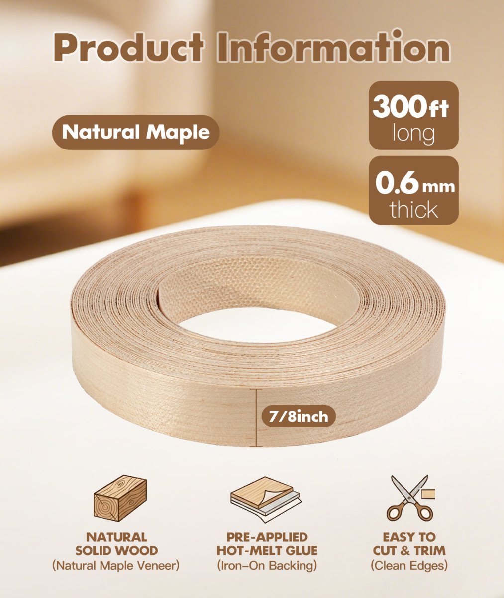Natural Maple Edge Banding – Real Wood Veneer for MDF & Plywood (CT11004V) - CT Edge Band Supply, Inc